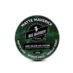 Adds volume and texture, protects hair from heat damage, Big Barber Delux matte Maverick styling pomade, vanilla scent, medium hold, 100g container, ideal for a matte, trendy men's hairstyle, barber-quality grooming product.