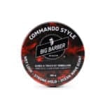 Rich hair styling product for men, Big Barber Delux Commando Style, strong hold, humid protection, ocean wave scent, men's hair wax, hair rebel protection, 100g jar, barber styling cream.