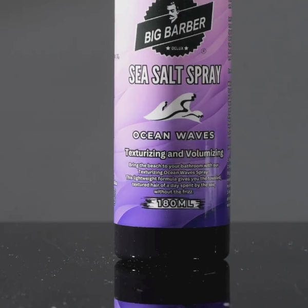 Sea Salt Spray for men's hair, volumising texturizing spray, ocean waves styling product for beachy hair, ideal for styling hair to look tousled and natural, 180ml bottle.