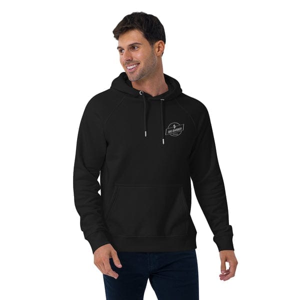 Big Barber Delux black hoodie with logo, casual men's fashion, comfortable streetwear for barbers and grooming enthusiasts.