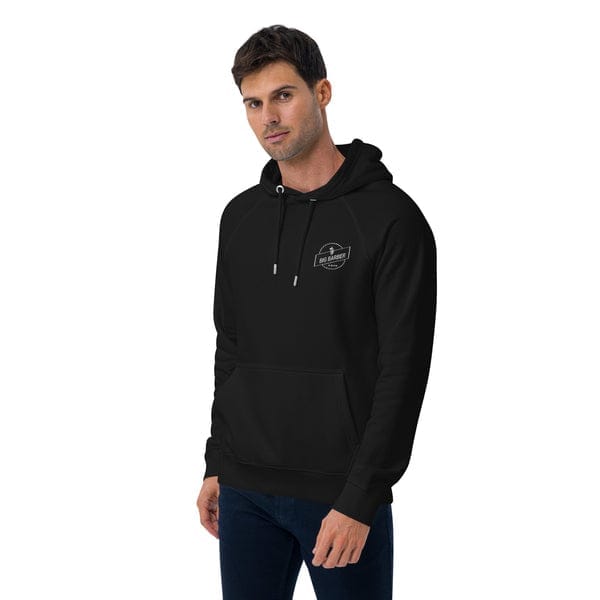 Big Barber Delux black hoodie with logo, men's casual streetwear.
