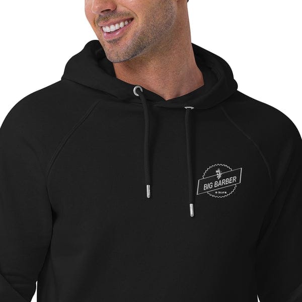 Big Barber Delux hoodie with logo, comfortable casual wear for men, stylish barber shop apparel, black sweatshirt, trendy grooming brand clothing, men's fashion, streetwear, barber shop merchandise.